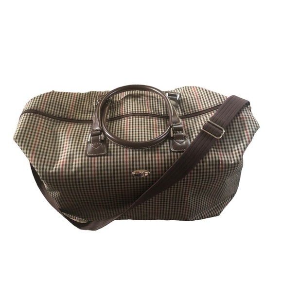 VTG DVF Plaid Weekender Carry On Personal Travel Bag Shoulder Strap Large 20X17” - Picture 3 of 13